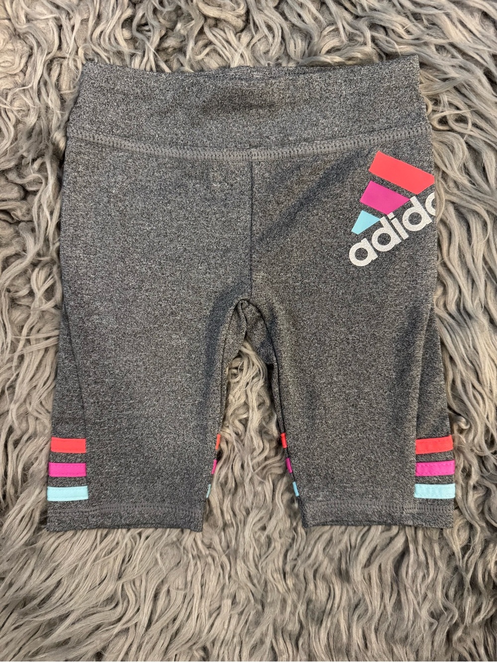 adidas Kids Gray Leggings with Pink and Teal Accents